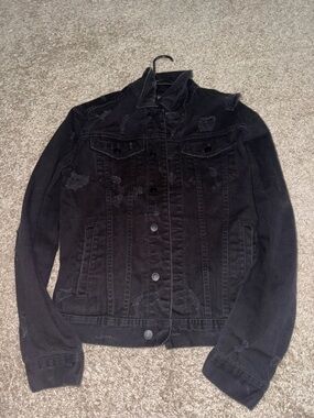 Distressed Black Denim Jacket
